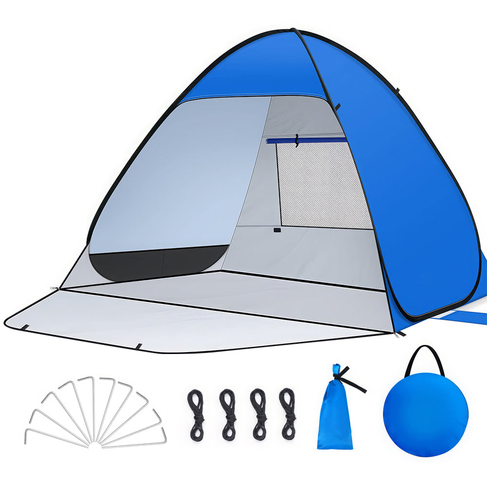 UPF 50+ Pop Up Beach Tent 1-4 Person, Lightweight 2.5lb Sun Shelter
