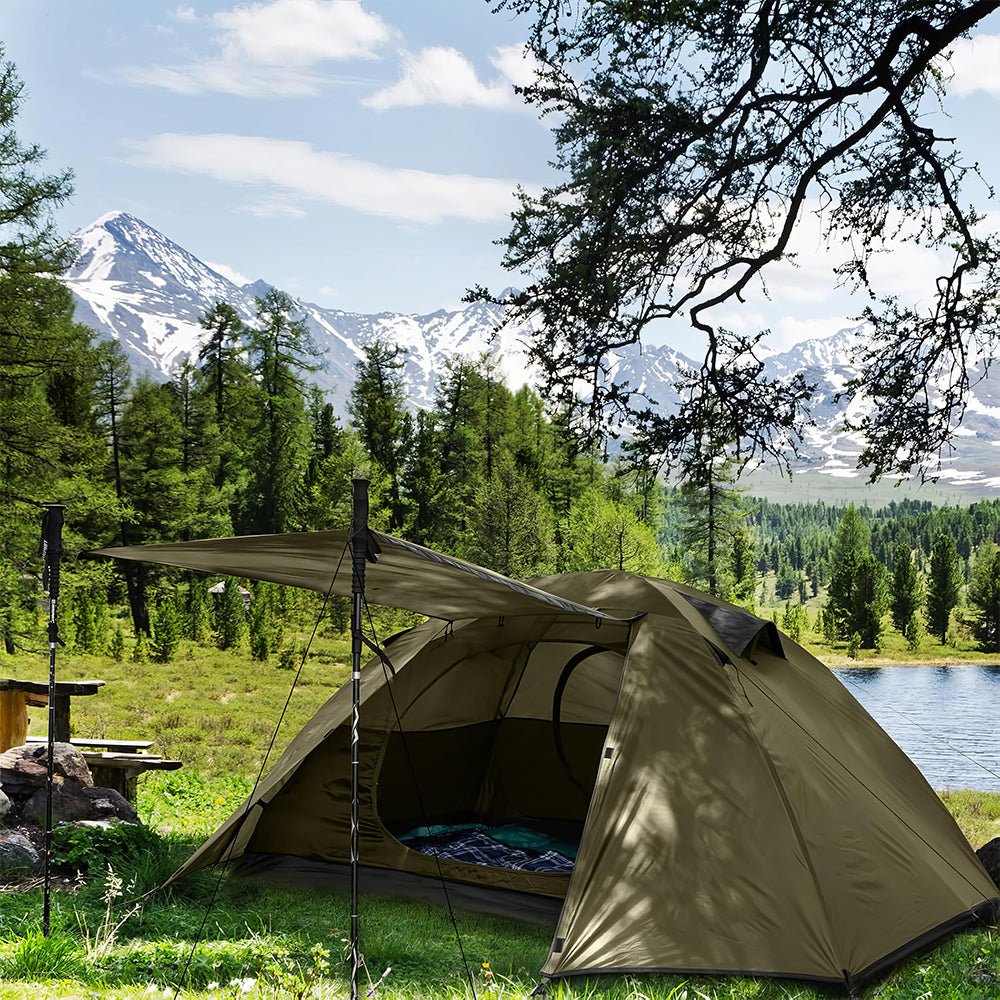 4-Season Waterproof Tent, 2-4 Person Lightweight Backpacking, Quick Setup