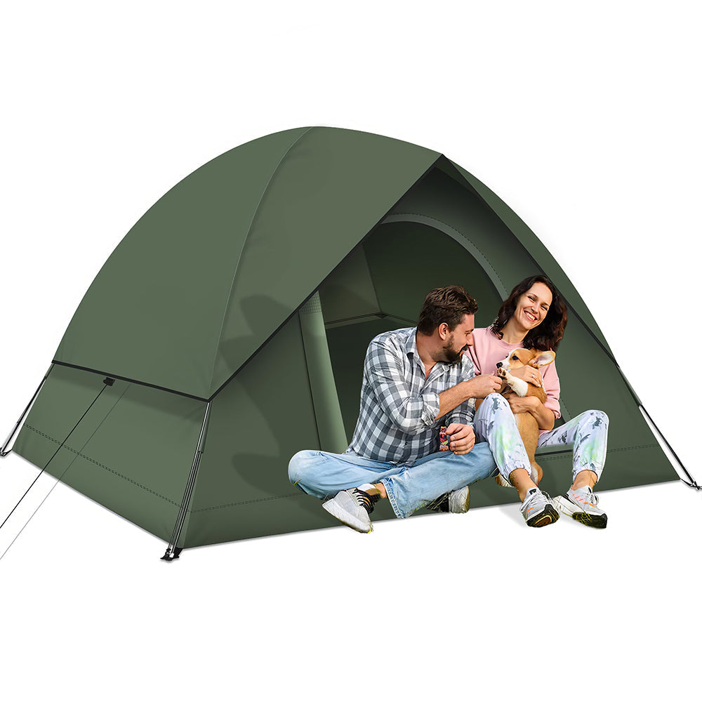 3-4 Person Waterproof Camping Tent 2000mm, Spacious Dome w/Rainfly
