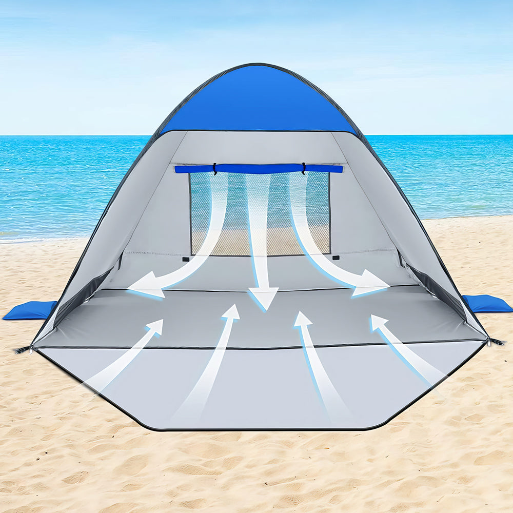 UPF 50+ Pop Up Beach Tent 1-4 Person, Lightweight 2.5lb Sun Shelter