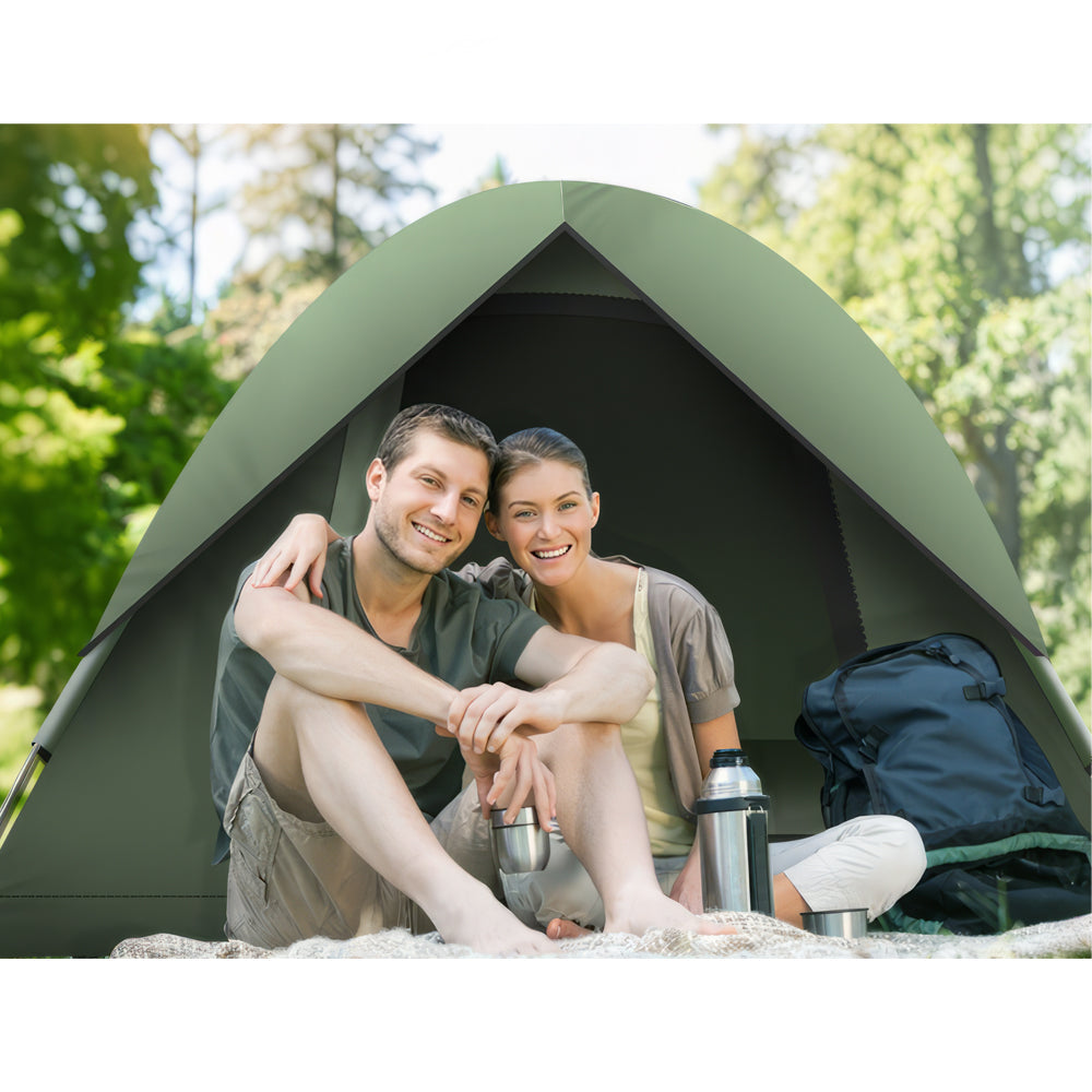 3-4 Person Waterproof Camping Tent 2000mm, Spacious Dome w/Rainfly