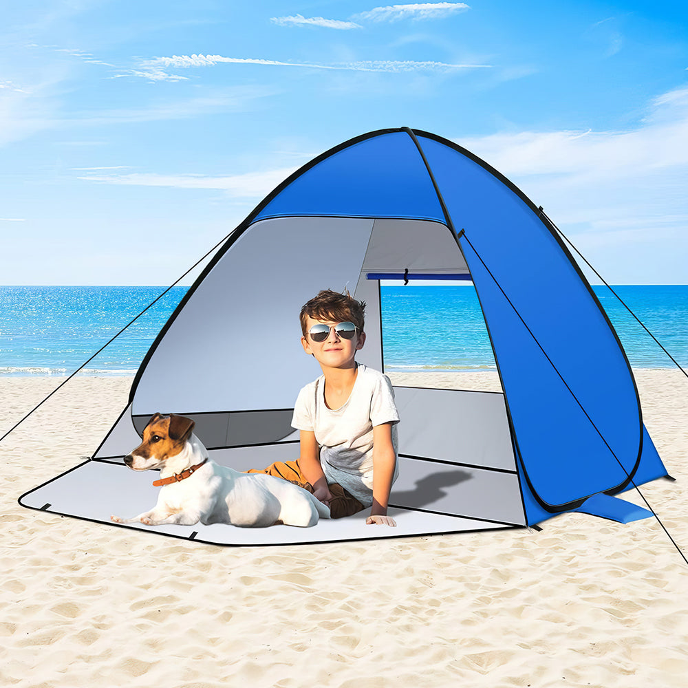 UPF 50+ Pop Up Beach Tent 1-4 Person, Lightweight 2.5lb Sun Shelter