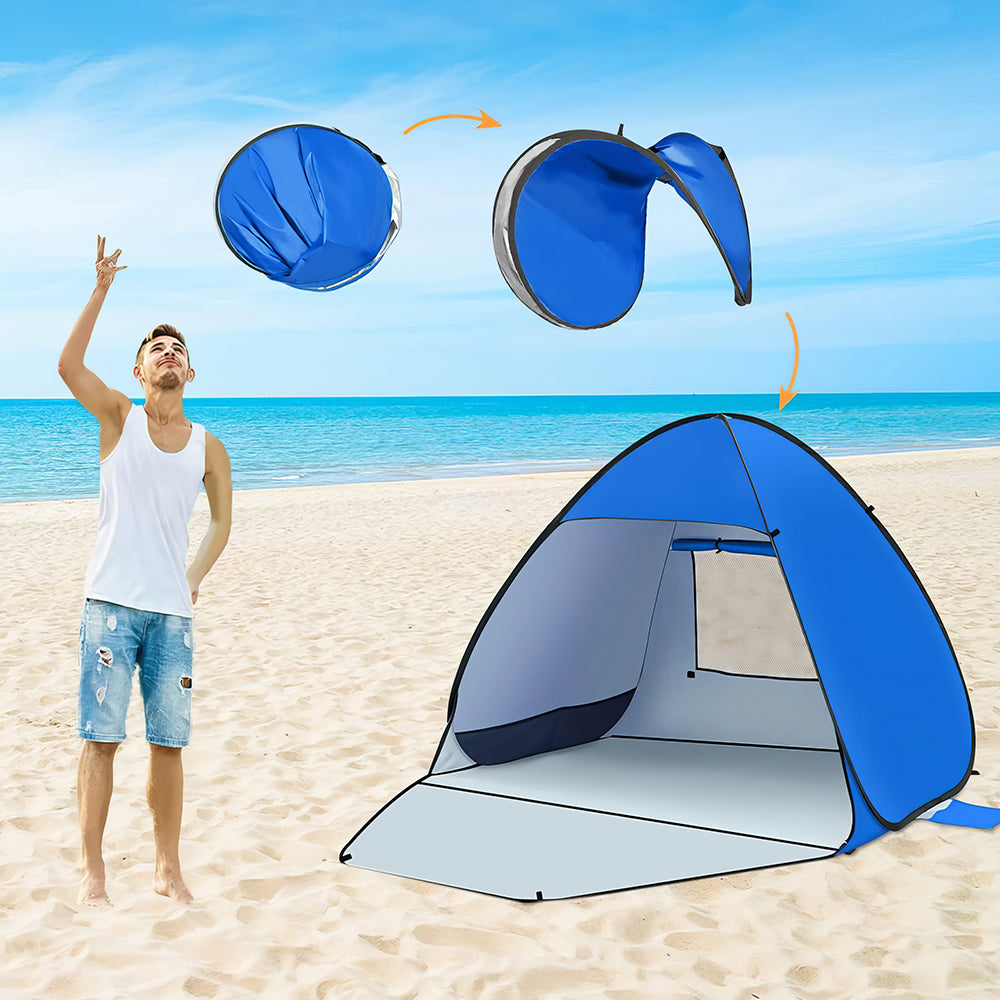 UPF 50+ Pop Up Beach Tent 1-4 Person, Lightweight 2.5lb Sun Shelter